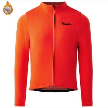 2021 Raudax Pro Team Zimné Thermal Fleece Maillot MTB Horský CycleBike Oblečenie Pánske Dlhý Rukáv Cyklistika Dres
