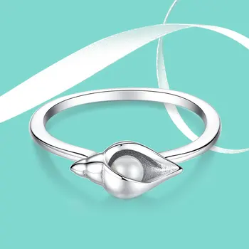 ELESHE 2019 Nové Módne Pearl & Conch Prstene Pre Ženy Strany Luxusné Svadobné Šperky 925 Sterling Silver Svadobné Prstene Zásnubné