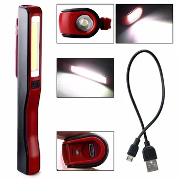 Mini LED Nabíjania Blesku Pera Light Klip KLASU USB Pracovné Svetlo otočené Nabíjateľná Magnetické Nočné Svetlo Pocket Torch Camping