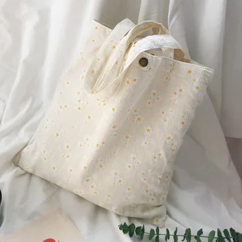 Japonský malé čerstvé daisy plátené tašky ženskej literárnej taška cez rameno študent tenké časti ochrana životného prostredia taška