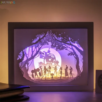 Papier Rezbárstvo Svetlá DIY Spálňa Posteli Nočné Osvetlenie 3D Noc Lampa Jeden Kus Cartoon detské Vianočné Izba Dekor Lampa Darček