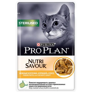 Pro Plan Nutrisavour Sterilizovaných пауч для стерилизованных кошек и котов (кусочки в соусе), 2*0,085 кг