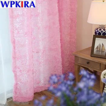 DIY White Rose kórejský 3d Závesy Vyšívaný Kvetinový Tylu Úplnej Pre Obývacia Izba, Detská Kuchyňa Spálňa Záclony WP148-30