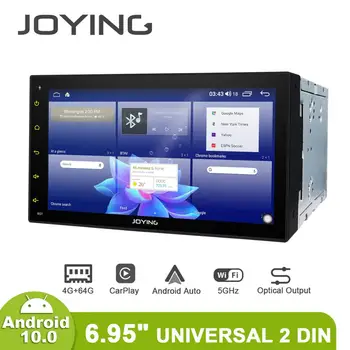 JOYING univerzálny 2 din autorádia hráč 6.95 palcový vedúci jednotky GPS Navigácia podpory 4G s Carplay 4GB RAM+64GB Rom, Video prehrávač