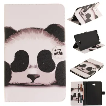 Puzdro Pre Samsung Galaxy Tab A A6 10.1 2016 T580 T585 SM-T580 T580N Panda Sova Smart Stand Wallet PU Kožené Prípad Tabletu Dievča Deti