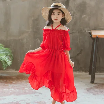 Nové 2019 Letné Deti Šaty pre Dievčatá Nepravidelný Dlho Šifón Šaty Módne Princezná Holiday Beach Šaty RT413