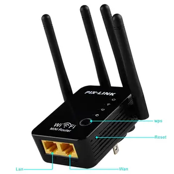 PIXLINK Bezdrôtový Router Wifi Opakovač predlžovač Dosahu Signálu Zosilňovač 300Mbps Siete Booster 2.4 G Prístupový Bod Wi-Fi, Mini