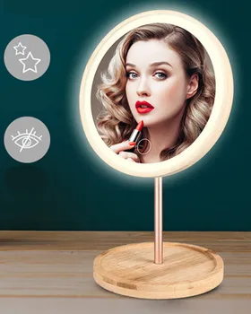 Nabíjanie pomocou pripojenia USB Deatchable Drevené LED make-up Zrkadlo Dotykový Displej Zrkadlá Plochu tvoria Kozmetické Zrkadlo Dropshipping 30#