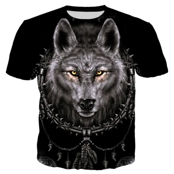 Divokých Zvierat Vlk a Indiáni T Shirt Muži Móda Oblečenie 3D Tlač Muži/Ženy Harajuku Štýl Streetwear Topy T82