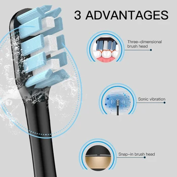 Nové 16 Režimov Sonická Elektrická zubná Kefka Dobíjacie USB Zuby Kefkou s 5 Nahradenie sensiflex pre Dospelých na Bielenie zubov
