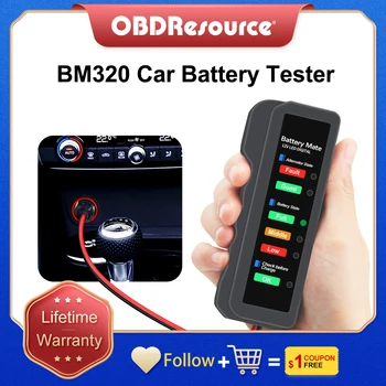 Auto Batérie Tester 12V BM320 Mini Auto Digitálny Nástroj Testu 6 LED Svetlá Displej Napätie Alternátor Automobilový Skener Diagnóza