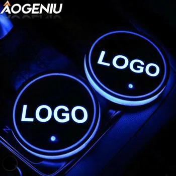 Prispôsobiť 2ks Led Držiak Mat Osvetlenie Interiéru Auto Logom USB Multi-Farebné Fit Akékoľvek Auto Logo Fonts Dráha Príslušenstvo