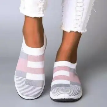 Vonkajšie pohodlné príležitostné športové topánky ženy tenisky 2021 slip-on priedušný oka ponožky, tenisky ženy bežecká obuv plus veľkosť