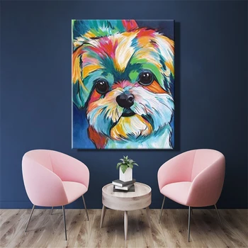 Farba číslo umenie, maľovanie podľa čísel, pes Sa riotous farebné abstraktné Krásne Spálňa závesné dekoratívne maľby príručka