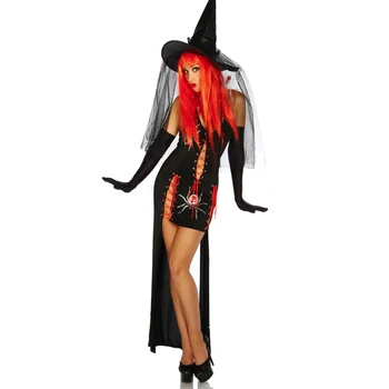 Zaujímalo Krásy Čierne Dámske Kostýmy Fancy Dress Up Sexy Čarodejnice Diabol Deguisement Adultes Cosplay Maškarné Kostýmy Exotické