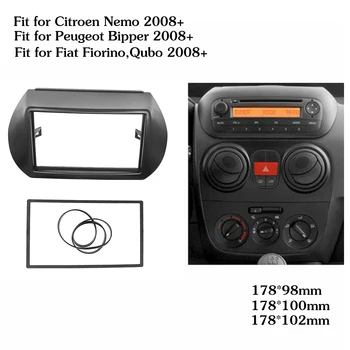 Double Din Fascia pre Citroen Nemo Peugeot Bipper Fiat Fiorino Qubo 2008+ Rádio DVD, Stereo CD Panel palubnej doske Auta Výbava Fascia Doska