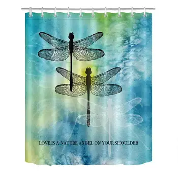Láska je Príroda Anjel na Rameno Dragonfly Odraz Sprchový Záves Nepremokavé tkaniny Tkaniny, Umenie Kúpeľňa Decor Vaňa Záclony