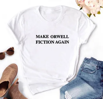 Aby Orwell Fiction Znova Písmeno Vytlačené T Shirt Ženy Lete Krátky Rukáv O-neck Tričko Ženy Bavlna Voľné Tričko pre Ženy