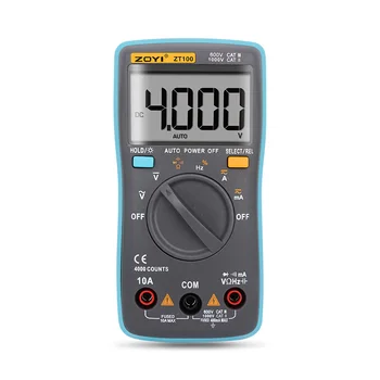 ZOYI Značky ZT100 Prenosné LCD Displej Digitálny Multimeter 4000 Počíta Prúd Napätie Ohm Tester Auto Rozsah Ammeter Hot Predaj