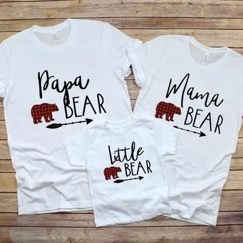 Gotický Topy MAMA/Little Bear - Funny T-shirt Zodpovedajúce Rodinné Darčeky Estetické Oblečenie