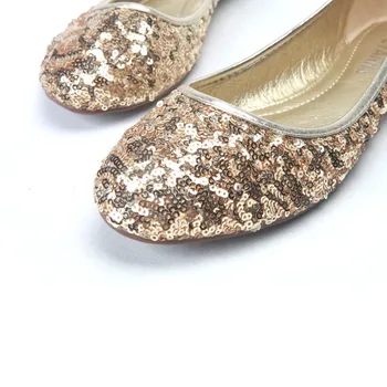 TIMETANG Sequined bling zlaté ploché topánky balet Ženy mokasíny kolo prst strany office lady sklzu na topánky strana práce drivingE634