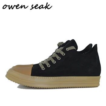 Owen Seak Ženy Mokasíny Topánky Luxusné Školiteľov Pravej Kože Bežné Čipky Jeseň Ženy Bytov Čierne Tenisky Veľká Veľkosť Topánky