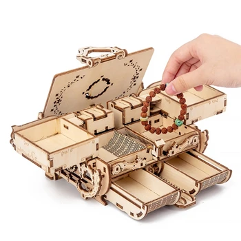 3D Zmontované Kreatívne HOBBY Puzzle Drevené Mechanický Prenos Starožitné Šperky Box Model Hračky pre Dospelých Detí, Darček