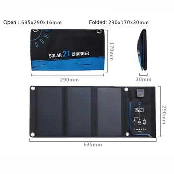 Xionel 21W Skladacia Solárne Články Nabíjačky Batoh Sunpower Solárny Panel, Nabíjačky s dvomi USB Port pre Mobilný Telefón Solárne Batérie