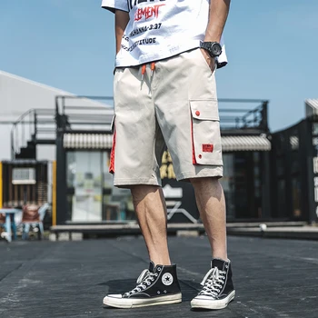2019 Letné Štýl Mužov Hip Hop Šortky Streetwear Mens Vintage Joggers Šortky Muž Veľké Vrecká Fialová Šortky ABZ423