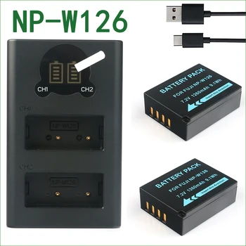 NP-W126 W126S Batérie + Duálny USB Nabíjačka pre Fujifilm X-E2S X-E3 X-T1 X-T2 X-T3 X-X T10-T20 X-T30 X-T100 X-T200 X-H1 (X-M1 X-S10