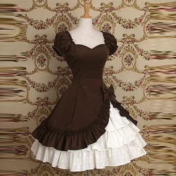 Stredoveké Lolita Ženy Šaty Vintage Jeseň Fashion Gotický Súd Oblečenie Žien Patchwork Prehrabať Šaty Červené Víno Tunika Klasické#G8