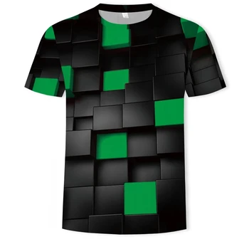 3D Módne Letné pánske T-shirt Farebné Kockovaná Tlačiť Bežné Krátke Sleeve T-shirt pánske Mäkký Materiál, ktorý je Vyrobený v Číne XXS-6XL