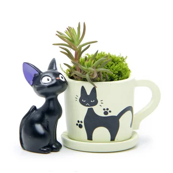 Živica Hayao Miyazaki Čierna Mačka, Figúrky Succulents Kvetináče Ornament Víla Miniatúr, Črepníkové Záhrada Moss Gnome Dekorácie
