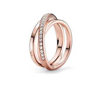 Vopred jeseň 2020 Nové 925 Sterling Silver Ring Podpis Crossover Nad Triple Kapela Ženy Zapojenie Snubné Prstene, Šperky Robiť