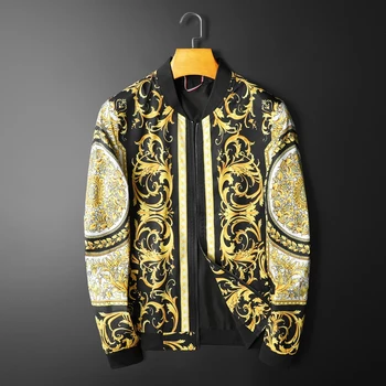 Vysoká Kvalita Bunda Luxusné Zlaté Tlače prebalu Mužov 2020 Royal Mužov Bežné Coats Windbreaker Oblečenie, Streetwear Sociálne Mužov
