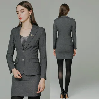Ženy z úradu práce, oblečenie profesionálne žien obleku s sukne a bunda, kabát ol štýl jeseň zimný kabát gre