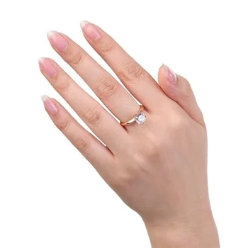 YANHUI Mať 18K RGP LOGO Čisté Pevné ružové Zlato Krúžky Luxusné Kolo Solitaire 8mm 2.0 ct Zirconia Diamond Snubné Prstene Pre Ženy