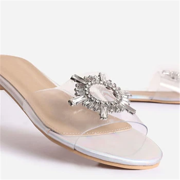 Siddons PVC Transparentné Ženy Papuče Otvorené Prst Luxusné Crystal Design Pláži Casaul Topánky Žena Pohodlné Rímske Sandále, Papuče