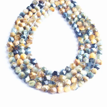 Lingxiang prirodzene zákrutách malé ploché Žlté Modré Tigrie Oko kameň voľné korálky pre šperky DIY kameň náramky a náhrdelníky