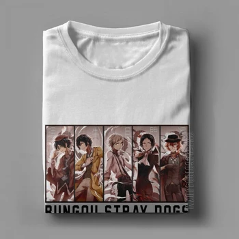 Pánske Tričká Bungou Túlavých Psov Anime Čistá Bavlna Tričká Krátky Rukáv Chuuya Bungo Anime Bsd Dazai Manga Osamu T-Shirts Plus Veľkosť