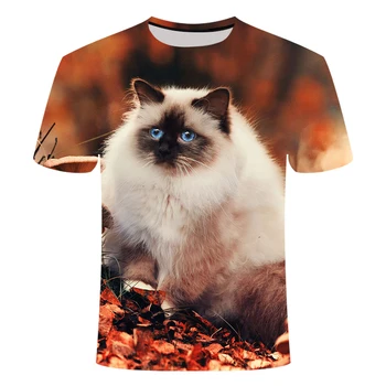 2020 Unisex Ženy Vtipné Tričko Mačka 3D Tlač Lete Bežné Biela mačka Tshirt O Krk Krátky Rukáv T-Košele, Topy Ženy Oblečenie