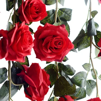 Romantický Umelé Kvety, Ruže, Brečtanu Viniča Svadobné Dekor Skutočný Dotyk Hodvábne Kvetinové Girlandy Reťazec S Opustí Domov Visí Dekor