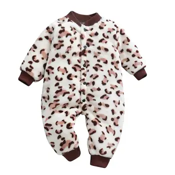 Leopard Tlač Dieťa Remienky Zime Teplé Fleece Oblečenie Set pre Chlapcov Cartoon Kojenecká Dievčatá Oblečenie Novorodenca Trakmi Dieťa Jumpsuit