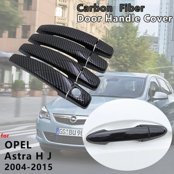 4 KS Exteriér Lesklý Čierny Carbon Fiber Dverí Rukoväť Kryt Chytiť Výbava Príslušenstvo pre Opel Vauxhall Holden Astra H J 2004~