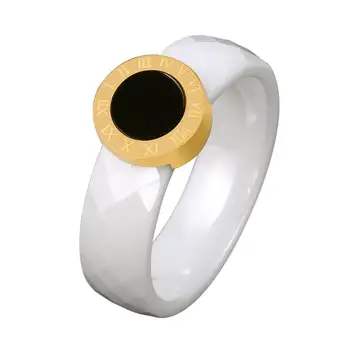 MSX Tvárou Biely Keramický Krúžok Módne Dámy Rímske Číslice Čierny Kameň Prst Krúžky Luxusné Svadobné Svadobné Prstene Pre Ženy 2020