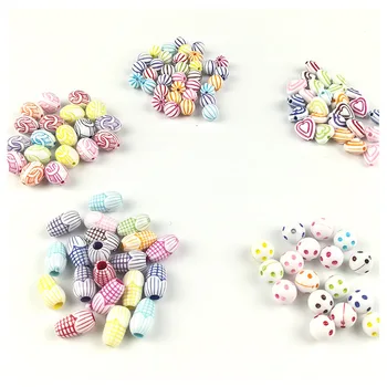 500g/Veľa Zmiešané Candy Farby Prekladané Korálky Deti HOBBY Ručné Farba Maľovanie Geometrie Tvaru Dištančné Guľôčky Príslušenstvo Šperky