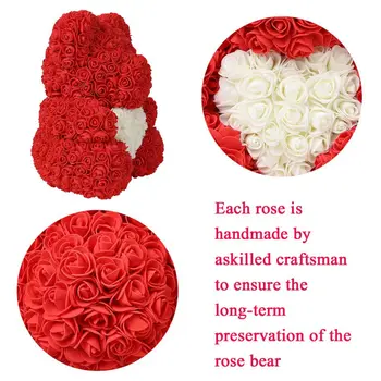 Valentín Darček 40 25 cm Červená Ruža macko Ruže Kvet Umelé Dekorácie Vianočné Darčeky Ženy Valentines Darček