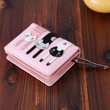 Dizajnér Značky Luxusné Ženy Ružové Malé Funkčné Krátke Peňaženky Dievčatá Krásne Kreslených Mačka Kabelku Mince Držiteľov Karty