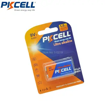 2Pack/2ks PKCELL 6LR61 9V Alkalické Jedno Použitie Batérie 9V Batérie pre Alarm,Hračky,Walkman