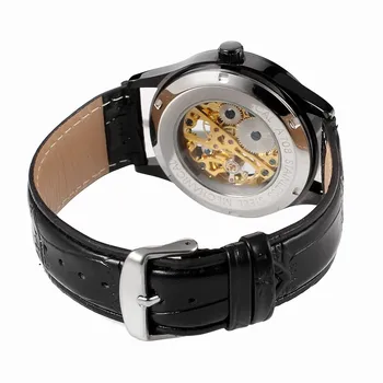 V roku 2018 sa Nové teplovodné Predaj Kostra Módne Muži Mechanické Hodinky Víťaz Luxusné Značkové Business Kožený Remienok Náramkové hodinky CLASSIC GOLD